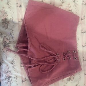 Altar'd State Pink High Waist Shorts with Ruched Detail